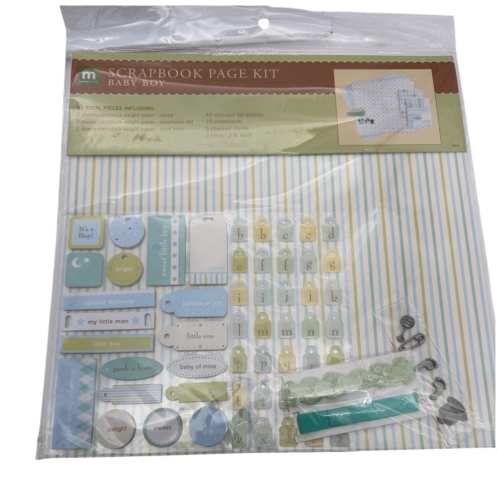 Making Memories Baby Boy Scrapbook Page Kit 81 Pieces Cardstock Stickers NEW